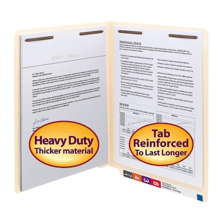 Smead Fastener Folder, 3/4" Exp, 2 Fast/Pos 1 and 3, Ltr, 50/BX, MLA PK SMD34215